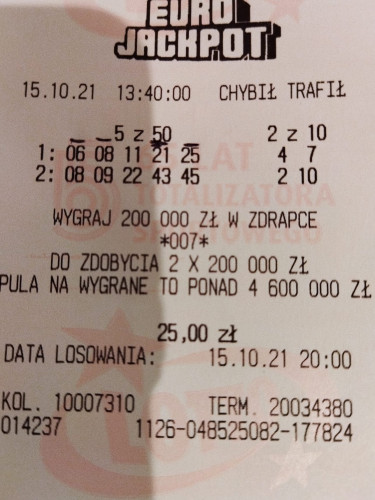 Wygrana z przed miesiąca 4+ 0. 377 zł